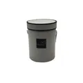 Elegant gray round flower hug bucket gift box with black lid and printed heart logo detail - Mini Hug Bucket / Single Piece / Wave Gray