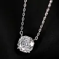 Detailed macro view showing the brilliant faceted rose-cut white crystal pendant on S925 silver chain - Natural White Crystal Necklace