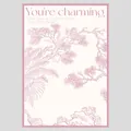 Romantic pink botanical floral wrapping paper with charming text for flower bouquet. - Memories of Jiangnan Series / Lotus Red