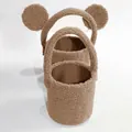 Set of two brown teddy fleece round gift baskets with cute bear ears for flower packaging - Lamb Wool Ears Hug Bucket / Set of 2 / Camel