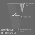 Set of 50 transparent trapezoid flower bouquet packaging sleeves for floral design - AMORE / Small (28x45x8cm) 50 Pieces/Pack / Clear