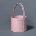 Elegant pink round leather-like floral gift bucket with handle for flower arrangements - Leather Handle Hug Bucket / 18*15cm / Pink