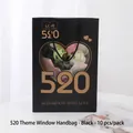 Black window gift bag with heart pattern and artificial flowers 10pcs - Color: 520 Window Handbag - Black; Spec: Other