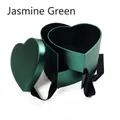 Dunkelgrüne doppellagige herzförmige Geschenkschachtel mit elegantem schwarzem Band - Athena's Heart Shape Box / Emerald Green