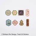 Vintage Chinese style floral and bird decorative stickers set, 16 pieces total - New Year Card Series NO.9 / 16 Sheets Pack