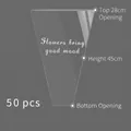 Transparent trapezoidal flower packaging bag with dimensions for 50 pieces - Flowers Bring Good Mood / Small (28x45x8cm) 50 Pieces/Pack / Clear