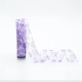 Premium purple sheer organza ribbon with white rose print for floral bouquet packaging - Rose Print (Purple) / 2.5cm*20 Yards / Purple