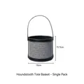 Houndstooth pattern handheld cylindrical flower basket and gift box - 18cm x 15.5cm - Houndstooth Flower Basket / Single Piece / Black and White
