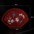 Traditional Chinese embroidered fan-shaped red gift box with dimensions 29x20x13cm - 29*13*20cm / Red