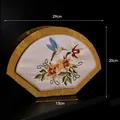 Traditional Chinese embroidered fan-shaped decorative gift box with 29x20x13cm dimensions - 29*13*20cm / Yellow