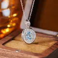 Close-up of S925 sterling silver necklace with blue topaz pendant in wooden gift box - Natural Topaz Silver