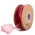 Cinta de organza roja con borde dorado para decoración de cajas de flores y pasteles - Malla de Cola de Pez de Borde Dorado Rojo Brillante / 4cm de Ancho x 10 Yardas