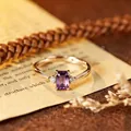 Elegant S925 sterling silver ring featuring a rectangular emerald cut purple amethyst. - Natural Amethyst Gold