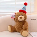 Cuddly 30cm brown chestnut teddy bear plush with a blue Happy Birthday hat for gift-giving - Birthday Hat Bear / 30cm (1 Piece/Pack) / Brown