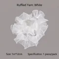 White ruffled mesh tulle fabric for ballet-style floral bouquet wrapping decoration - Ruffled Tulle - Puff Edging / White