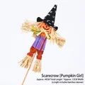 Handmade Halloween pumpkin girl scarecrow decoration with witch hat and bamboo stick - No.1 Pumpkin Girl / 1 Piece