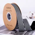 Elegant black and white vertical striped grosgrain ribbon for flower gift packaging - Vertical Stripe Grosgrain Ribbon 2.5cm Black