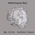 White ballet style ruffled tulle mesh with black edges for flower bouquet decor. - Ruffled Tulle - Puff Edging / Black Border