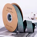 Dark green and white striped grosgrain ribbon roll for elegant flower gift packaging - Vertical Stripe Grosgrain Ribbon 2.5cm Dark Green