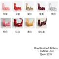 Double-sided satin ribbon with heart love print for flower gift packaging 3cm x 50Y - Double Sided Printed Style / 3.0cm Width 50 Yards Length