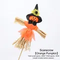 Festive Halloween scarecrow witch decoration with orange pumpkin face and straw body - No.5 Orange Pumpkin / 1 Piece
