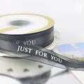 Elegant black snow gauze ribbon featuring Just For You print for flower gift wrapping - Snow Yarn English Ribbon 2.5cm Dark Gray