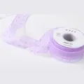 Elegant paars organzalint met stippen op rol voor cadeauverpakking en knutselen - Polka Dot Chiffon Lint / 4.0cm Breedte / 20 Yards Lengte / Paars