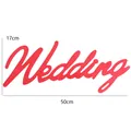 Large red Wedding letter sign for bridal car decoration, 50x17cm script font party supplies - Wedding Red Word (1 Piece) / 50x17cm