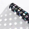 High-quality black mesh fabric roll with large iridescent polka dots for DIY flower wrapping - 50cm Wide / Black