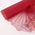 Red flower wrapping tulle mesh fabric with elegant gold scalloped edges for gift bouquets - Gold-Edged Ruffle Gauze - Matte Red * See Details