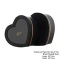 Professional set of two black heart-shaped waterproof paper gift boxes for flower packaging - Heart-Shaped 2-Piece Waterproof Gift Box Set / 38x15cm, 36x14cm / Black