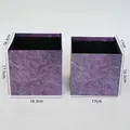 Square purple marble pattern flower gift box shown with clear cm dimension labels - Marble Square Purple / Set of 2 (Large & Small)