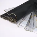 Elegant black flower wrapping mesh with gold metallic wavy edge for floral bouquets - Gold-Edged Ruffle Gauze - Black * See Details