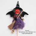 Ornamento strega spaventapasseri di Halloween con zucca e scopa su bastoncino - Strega (Gonna Rosso Vino) / 1 Pezzo