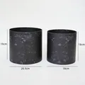 Elegant cylindrical flower hug bucket in black marble pattern for romantic gift box - Starry Sky Round Purple / Set of 2 (Large & Small)