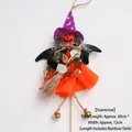 Ornamento spaventapasseri strega Halloween con zucca e scopa, lunghezza 40cm - Strega (Gonna Arancione) / 1 Pezzo