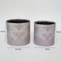 Set of two purple marble texture cylindrical flower gift boxes with size markings - Smudged Round Purple / Set of 2 (Large & Small)