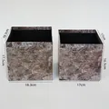 Set of two nested square flower gift boxes with marble texture in dark plum purple - Venice Brown Square / Set of 2 (Large & Small)