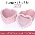 Light pink heart-shaped gift box set with transparent window lids, 2 sizes - Crystal Heart Open Window Gift Box 2-Piece Set / 29.5x26x13cm, 27x24x11.5cm / Light Pink