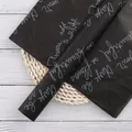 Black Sydney paper with white cursive text for elegant flower and cake gift wrapping - Handwritten English Style / 50*70cm (ai-20 Sheets/Pack) / Black