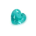 Close-up detail of a faceted heart-shaped Paraiba color lab-grown YAG garnet gemstone - Without Certificate / 6x6mm Approx 1.2ct