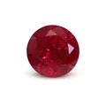 Macro view of a brilliant round-cut lab-grown pigeon blood red ruby gemstone detail - 6mm / Loose Gemstone / Without Certificate