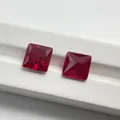 Paar vierkante in het laboratorium gekweekte robijnen met een prinses geslepen vorm - Zonder Certificaat / 9*9mm