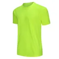 Macro view of neon yellow moisture-wicking athletic t-shirt with breathable texture - EU Size 5XS / Tops / Fluorescent Green