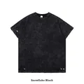 Camiseta premium de algodón pesado en negro lavado con detalles de rotos vintage - S / Tops / Negro Nieve