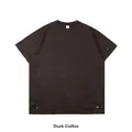 Professional heavyweight 300g washed distressed cotton T-shirt in Dark Coffee. - Dark Brown