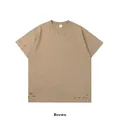 Premium oversized heavyweight brown distressed cotton T-shirt with ripped hole design - Brown