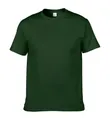 Vooraanzicht van een hoogwaardig bosgroen katoenen T-shirt met ronde hals op wit - Donkergroen