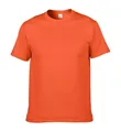 Gedetailleerd vooraanzicht van een oranje 150g puur katoenen T-shirt met ronde hals voor volwassenen - Oranje