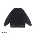 Vintage washed black distressed crewneck sweatshirt with heavy cotton texture for men - S / Tops / Washed Black